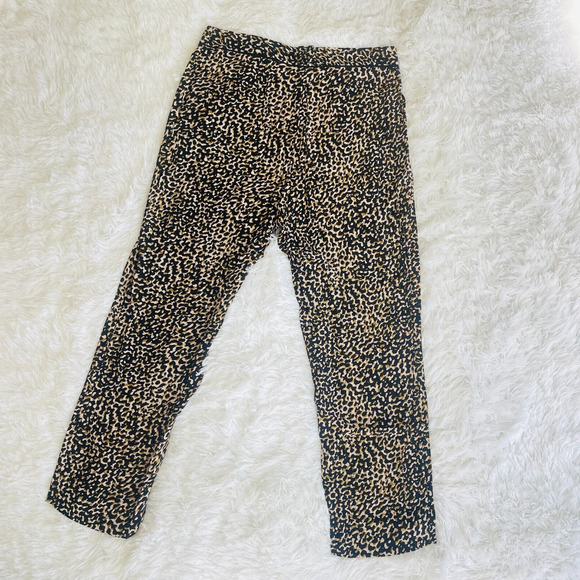 Topshop Pants Womens 6 Leopard Print High Rise Crop Tapered‎ Business Casual - Picture 1 of 9